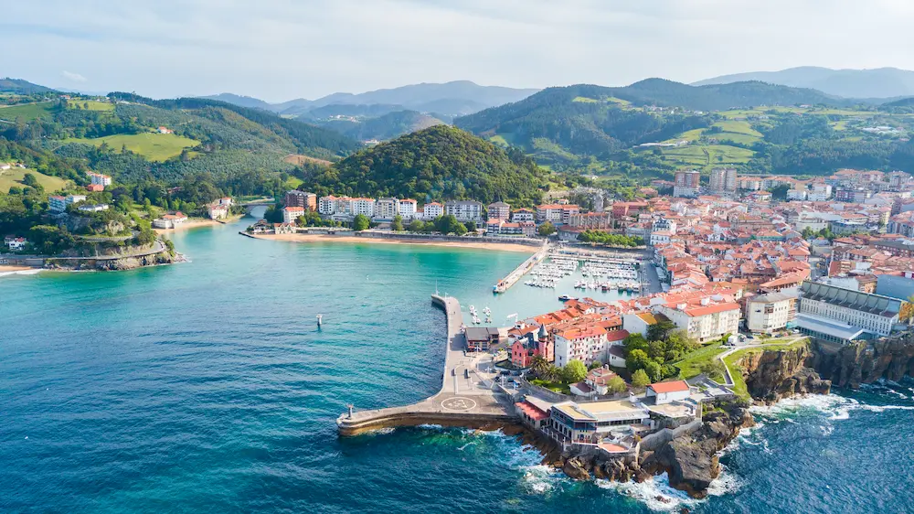 Aerial view of lekeitio fishing town