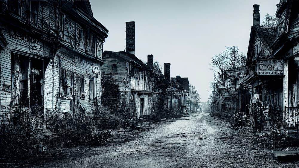 Creepy haunted town street
