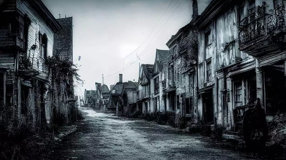 Creepy haunted town street