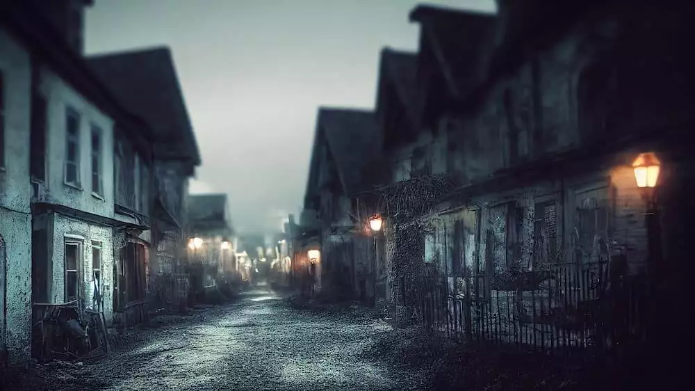 Creepy haunted town street