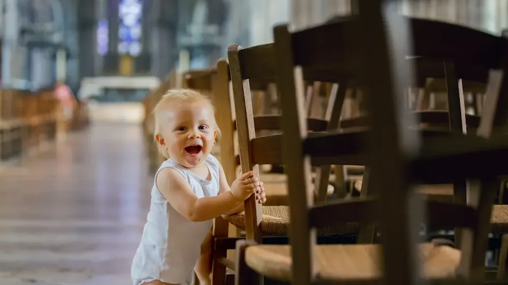 Little child in big cathedral