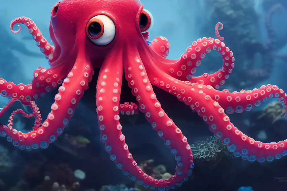 Octopus in Pixar style underwater