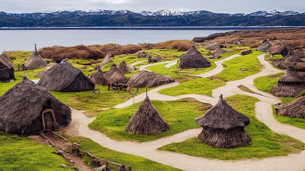 Viking village in the spring