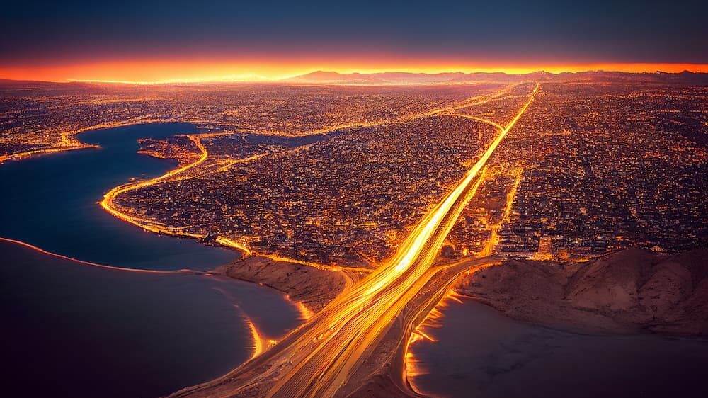city epic lighting shot
