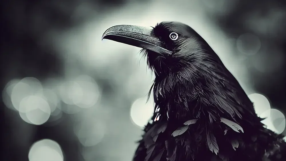 Artistic portrait of a raven