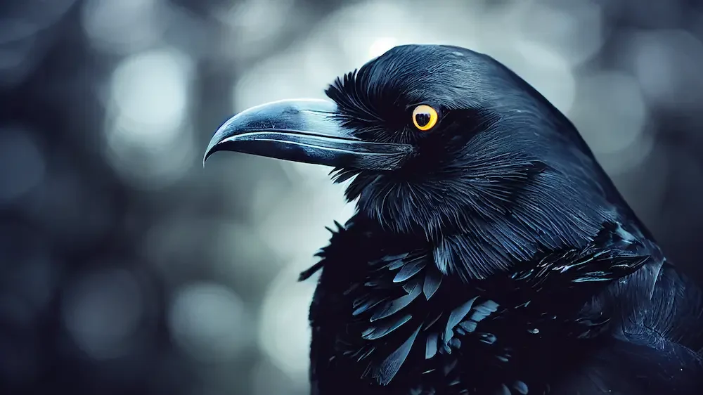 Artistic portrait of a raven