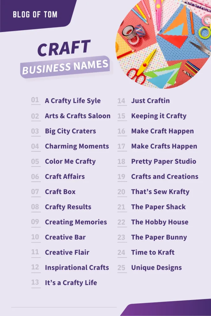Craft Business Names Infographic