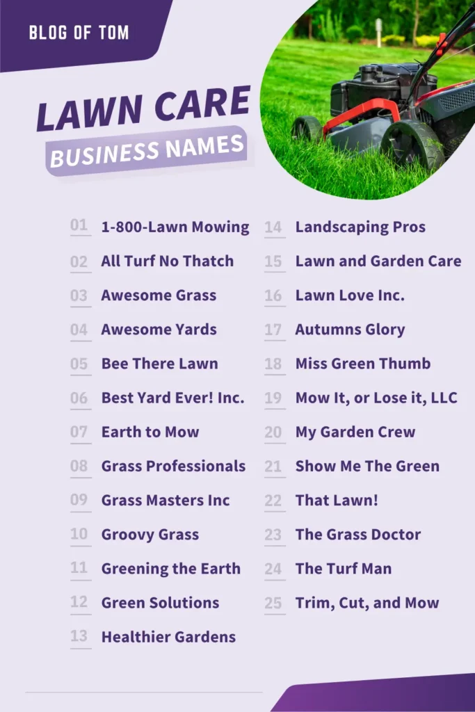 Lawn Care Business Names Infographic