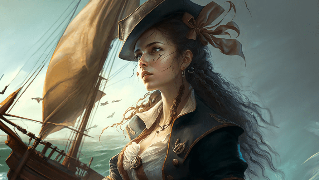 Female pirate about to set sail
