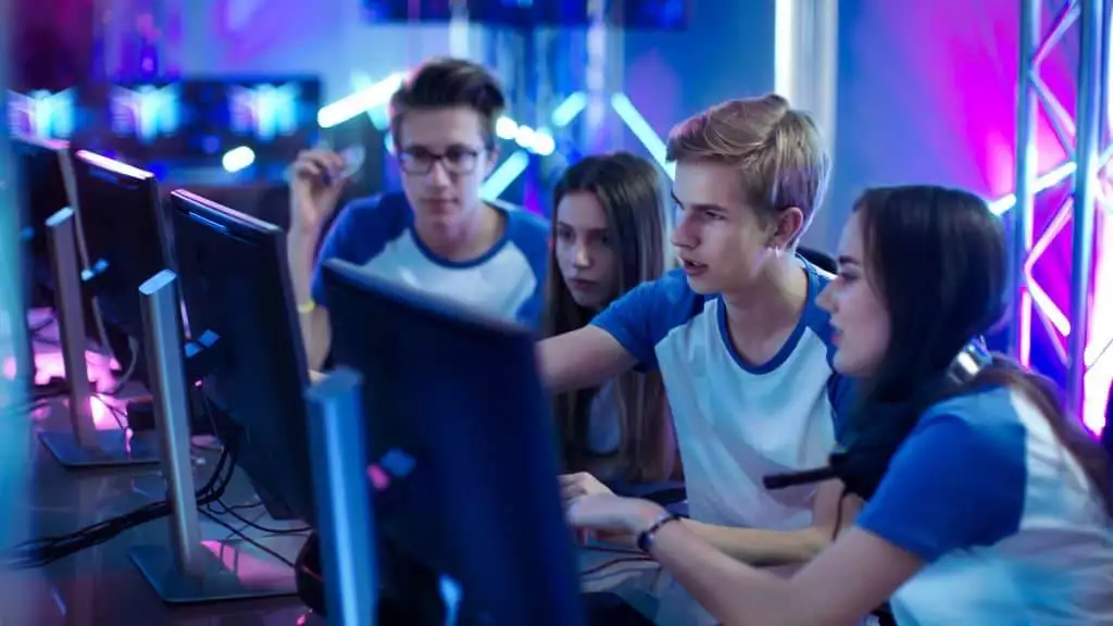 Team of Professional Boys and Girls Gamers Actively Thinking