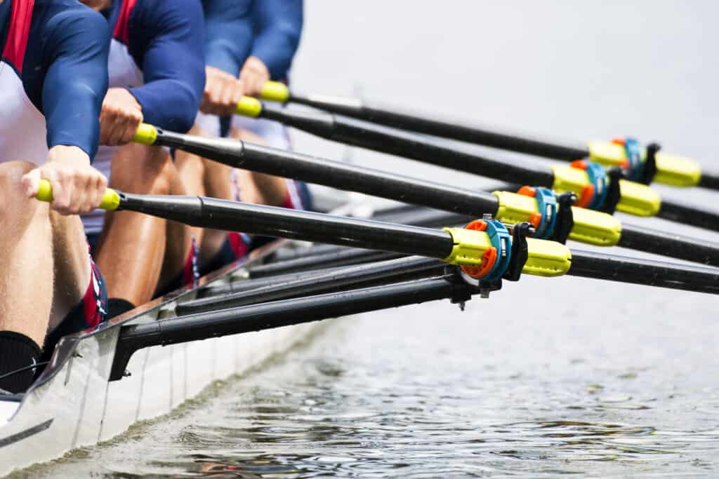 Close up of men's rowing team