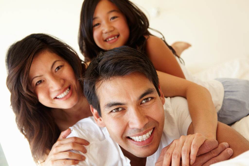 Mixed race Asian family