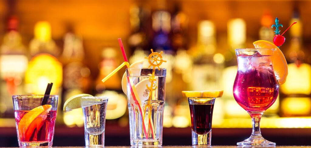 Set of cocktails at the bar