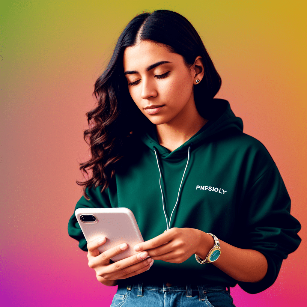 Girl On Large Phone