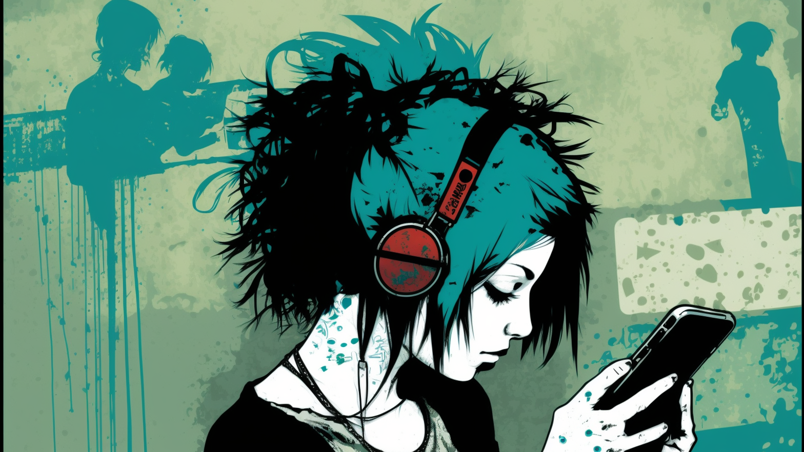 Emo Girl Listening To Music