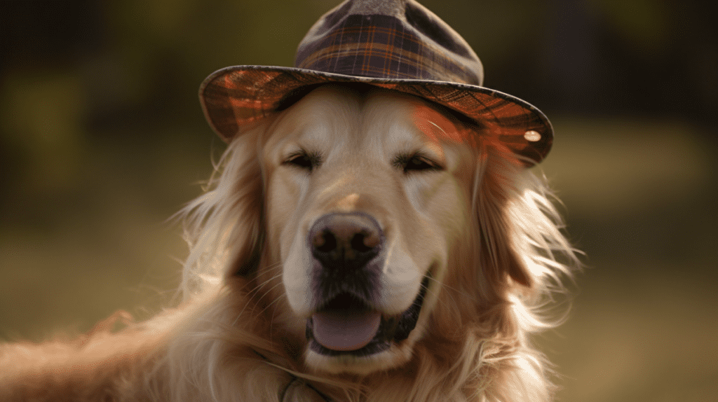 A dog wearing a hat.