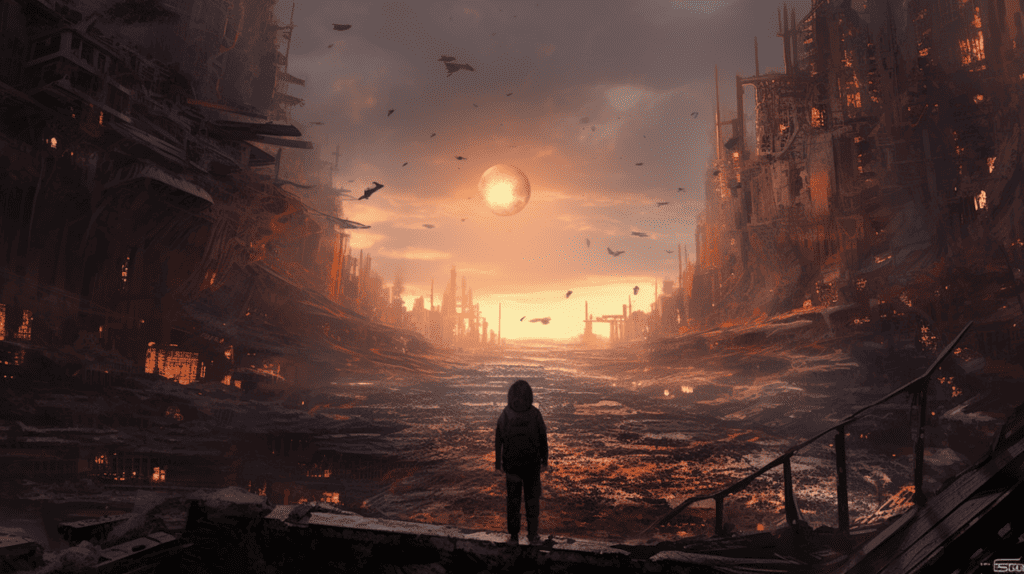 A man standing in front of a futuristic city.