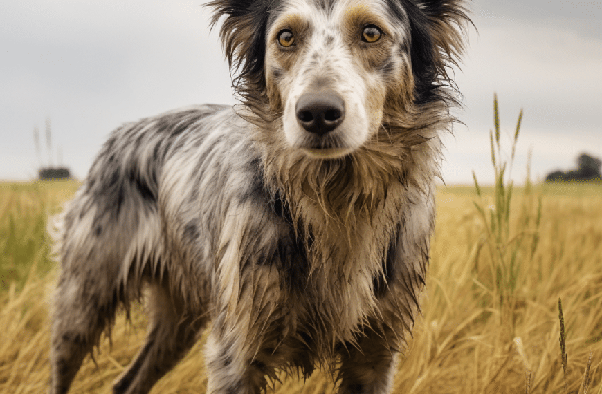 A dog standing in a field.