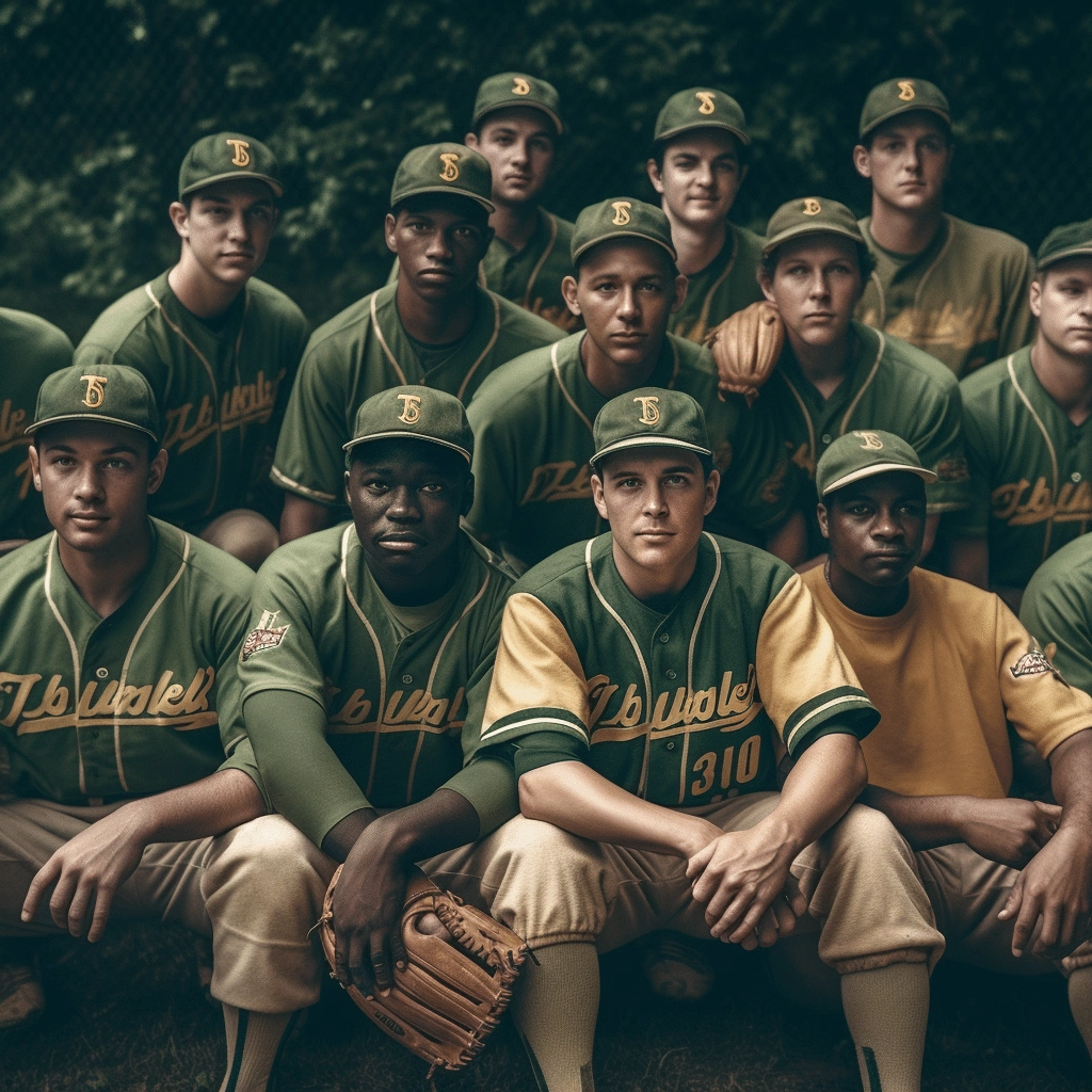 A group of baseball players posing for a photo.