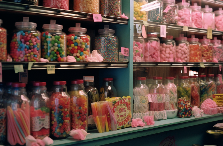 A candy store with a lot of candy.