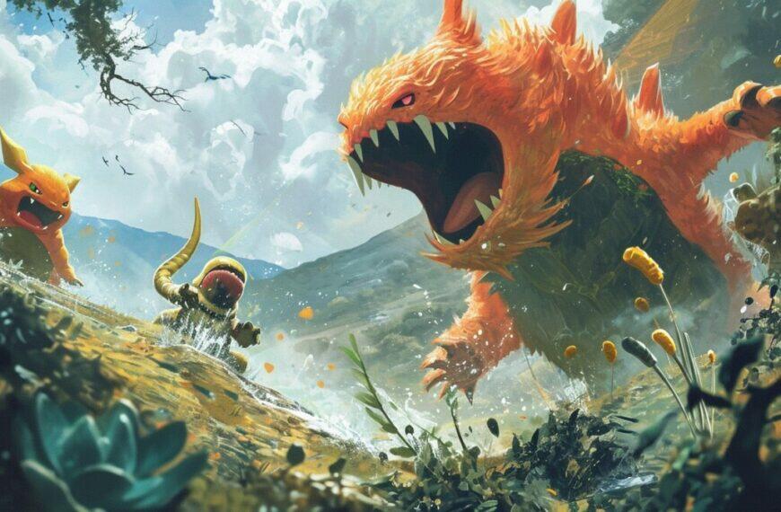 A painting of two monsters in the forest, capturing the enchanting world of Palworld.